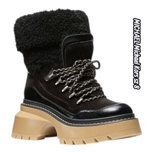 NWT MICHAEL Michael Kors Black Chunky Mixed-Media Boot sz 8